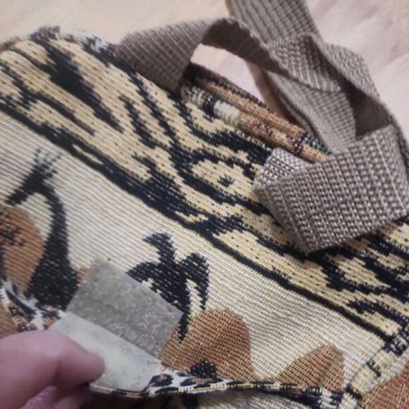 Tapestry Travel Bag Purse Crossbody Shoulder Zip Close pockets safari animals - Picture 5 of 11